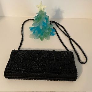 Beautiful Black Satin Evening Clutch